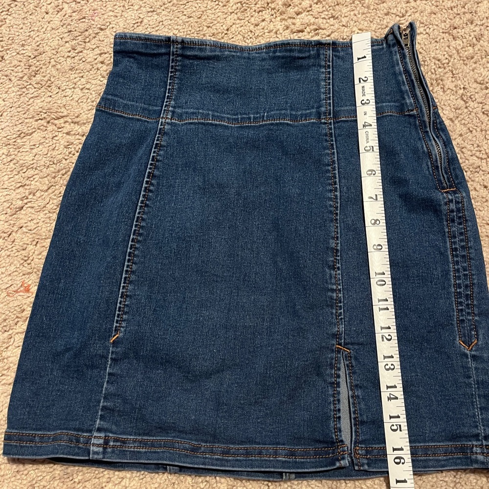 Free People | High Waist Denim Mini Skirt